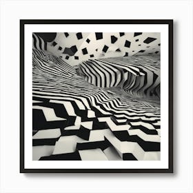 Abstract Black And White Pattern 1 Art Print