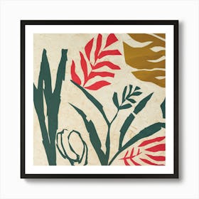 Tropical Leaves And Flowers Art Print