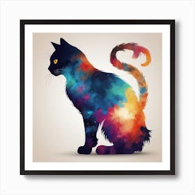 Abstract Cat Silhouette Art Print