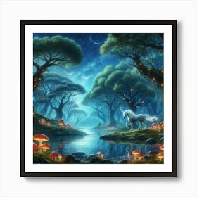 Unicorn In The Forest 7 Art Print