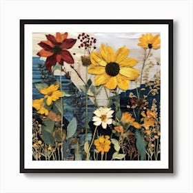 Wildflowers, Produce An Eclectic Collage Combining Calligraphy Textured Paint Swatches And Cut Out Elements Art Print