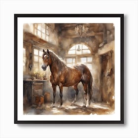 Highland Stable A Stallion Waits Art Print