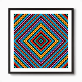 Simple Rainbow Chakra Mandala - Colorful - Romb - Folk Geometry Ornament - Black Art Print