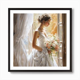 Bride By The Window 1 Art Print