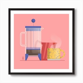 Cafetiere Coffee Square Art Print