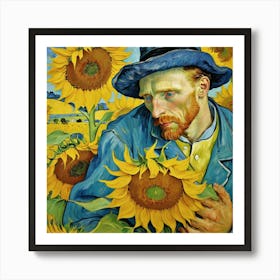 Van Gogh in sunflowers Art Print