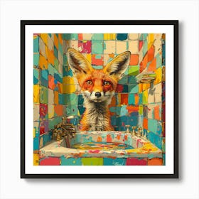 Fox In The Bath Art Print