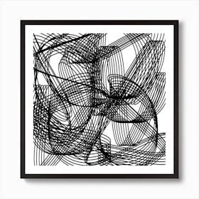 Abstract Black And White Drawing 1 Art Print