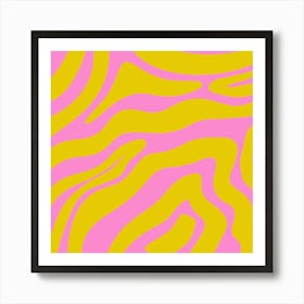 Abstract Lines And Shapes - zebra pink and yellow Art Print