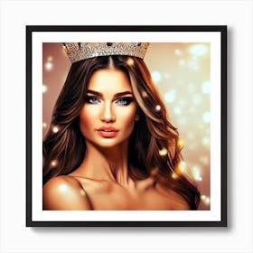 Beauty Queen With Crown Art Print