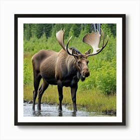 Moose In The Water 2 Art Print