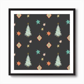 Christmas Eve Tree Seamless Pattern Art Print