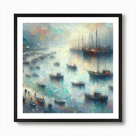 Boats In The Harbor Art Print