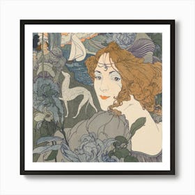 Woman With A Dog Art Print