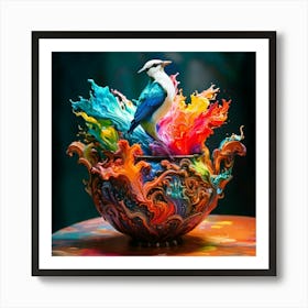 Firefly Baroque, Colorful, Paint, Pot, Infinite, Bright, Colors, Flow, Iridescent, Bird, Magic, Eyes (9) Poster