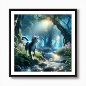 Cat In The Forest Art Print