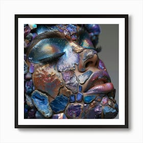 Woman'S Face Covered In Stones Art Print