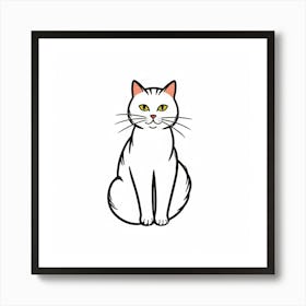 White Cat With Yellow Eyes 1 Art Print