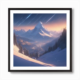 Snowy Mountain Landscape 3 Art Print