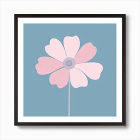 A White And Pink Flower In Minimalist Style Square Composition 718 Art Print