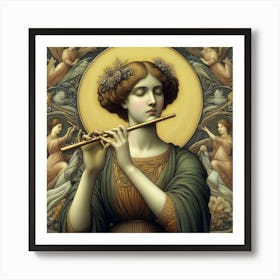 Angel Playing The Flute Art Print