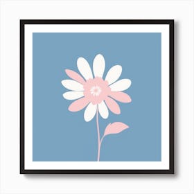 A White And Pink Flower In Minimalist Style Square Composition 258 Art Print