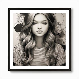 drawing beautiful girls Art Print