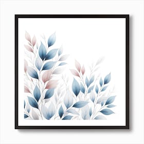 Watercolor Leaves On A White Background 4 Art Print