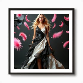 Blond Woman With Feathers Art Print