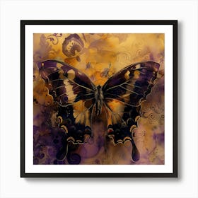 Butterfly In Purple And Gold 1 Art Print