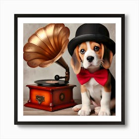 Beagle In Top Hat~Reimagined 1 Art Print