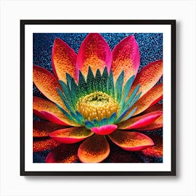 Pointillist on metal "Flower of Lotus" 2 Art Print