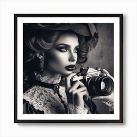 Victorian Woman With Camera Art Print