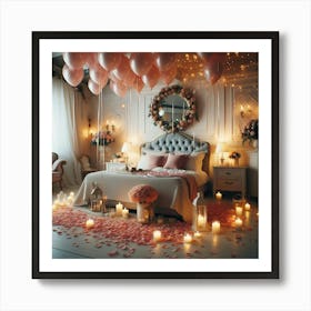 Romantic Bedroom with Candles Art Print