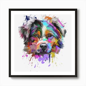 Splash Art Australian Shepherd Aussie Lover Gifts Art Print