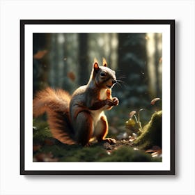 Squirrel In The Forest 319 Art Print