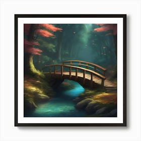 Bridge In the Woods 3 Art Print