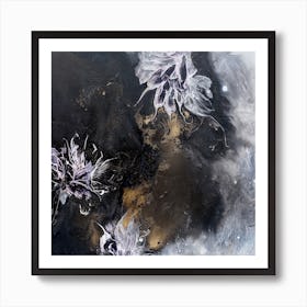 Dark Flower Painting 2 Square Art Print