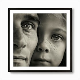 Portrait Of A Father And Daughter Art Print