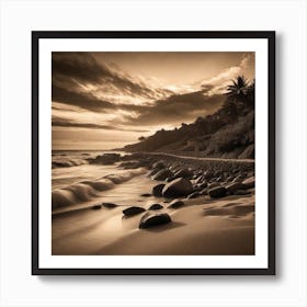 Sepia Beach Art Print