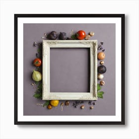 Photo Frame With Fruits And Vegetables Art Print