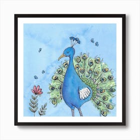 Poppy Peacock Square Art Print