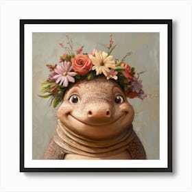 Lizard With Flower Crown Affiche