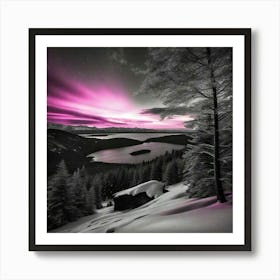 Aurora Over Lake Art Print