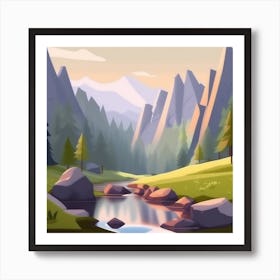 Landscape In The Mountains 3 Art Print