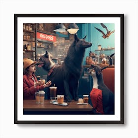 Animals Coffee Time Art Print