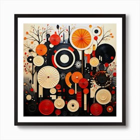 'Circle Of Life' - Abstract Flowers Art Print