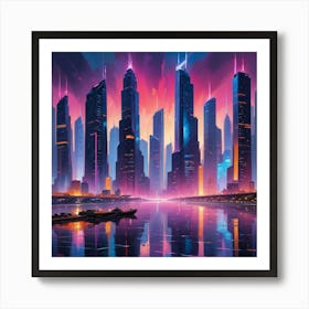 Futuristic Cityscape Paintings Art Print Art Print