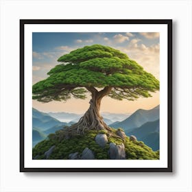 Single Tree On Top Of The Mountain Miki Asai Macro Photography Close Up Hyper Detailed Trending (2) Art Print