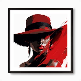 Black Woman In Red Hat 2 Art Print